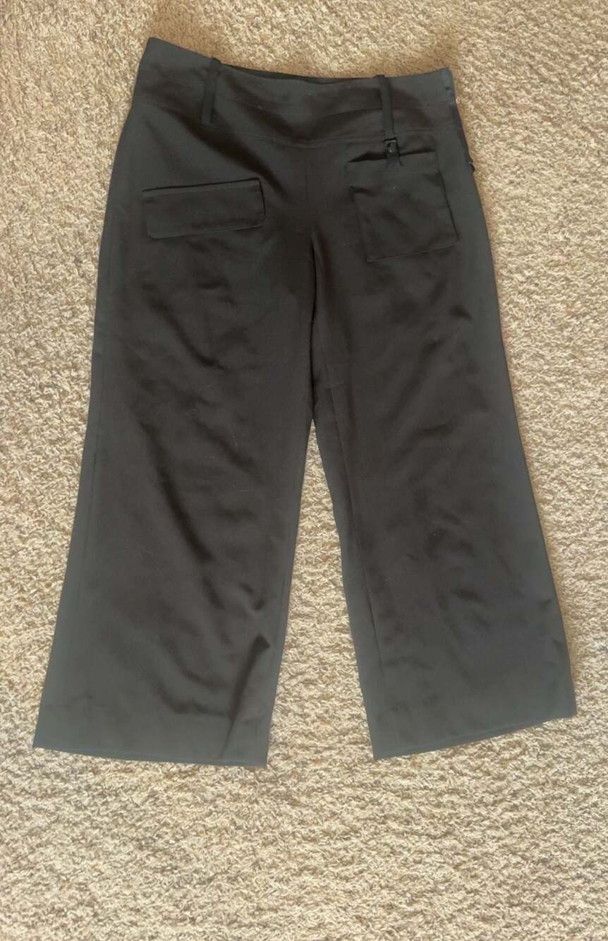 People Like Frank Black Wide Leg Cropped Trousers Size 10